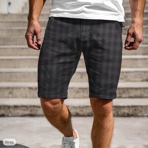 Nike Golf Plaid Shorts Size 36 Gray Black Sporty Outdoors Casual Neutral Minimal